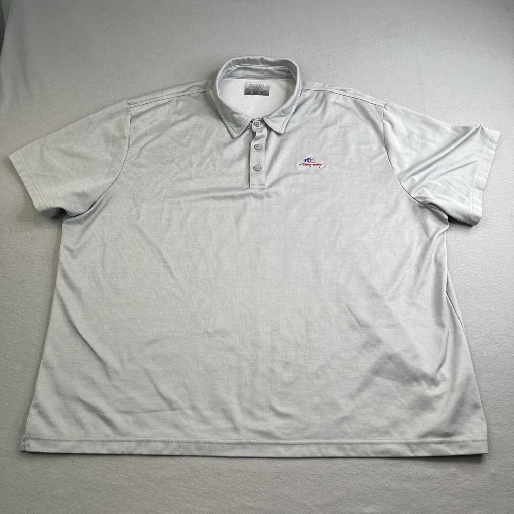 Ocean And Coast Men's 3X Light Grey Polo Shirt Red White Blue Marlin Logo